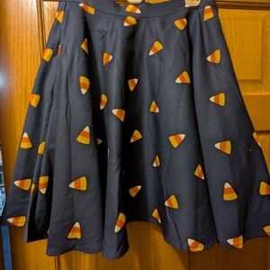 Modcloth Navy Skirt with Candy Corn Pattern
